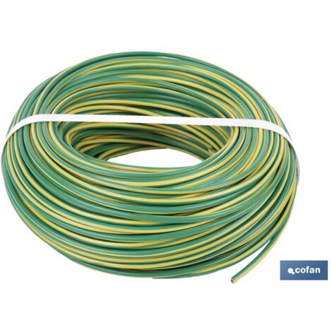 Rollo de 100 metros de cable flexible H07V-K 1x4mm² recubierto en PVC color amarillo y verde