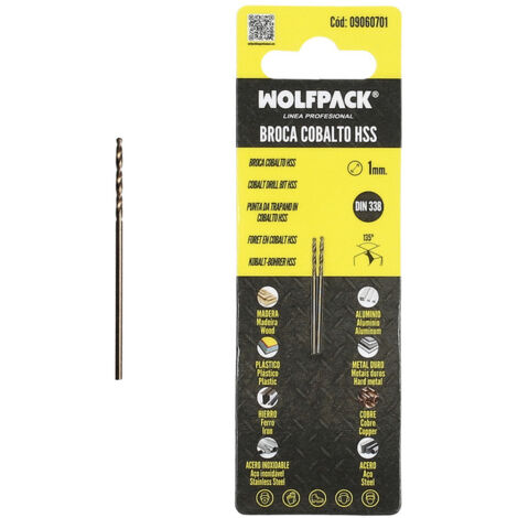 Broca cilíndrica Ø1mm fabricada en cobalto HSS DIN 338 (Blíster de 2 unidades) (1/5)