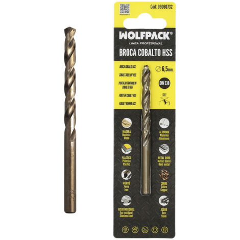 Broca cilíndrica Ø6,5mm fabricada en cobalto HSS DIN 338 (Blíster de 2 unidades) (1/5)