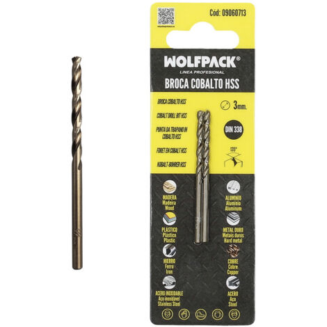 Broca cilíndrica Ø3mm fabricada en cobalto HSS DIN 338 (Blíster de 2 unidades) (1/5)
