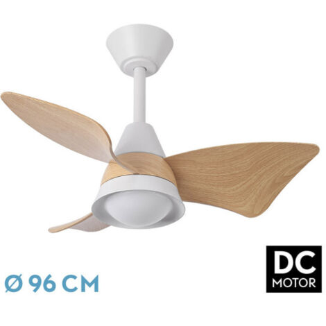 Ventilador de techo DC "Jaguar" regulable con mando a distancia (30W 3CCT 3000lm) color blanco y haya (1/3)