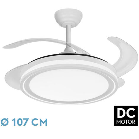 Ecoiluminaled Fabrilamp Ventilador Dc Bandido 59w Blanco 4aspas 107d 5900lm 3500-4000-6500k Remoto Y Temporizador