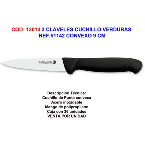 3 CLAVELES Cuchillo de verduras convexo con hoja de 9cm