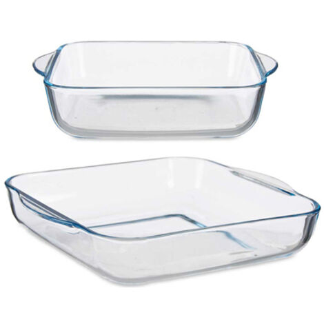 Juego de 2 bandejas horno fabricadas en cristal de borosilicato 22x26 y 28x32 12954 vivalto (1/3)