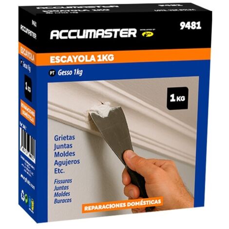 Escayola 1kg fácil aplicación, lijable en 1 hora, ideal para reparar y decorar - ACCUMASTER