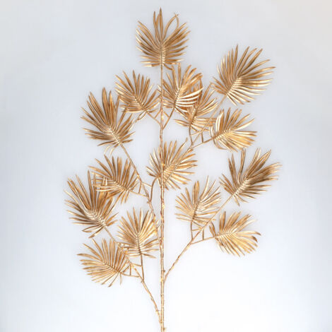 Rama decorativa LED de hojas palmito doradas 0,75M Luz cálida (1/5)