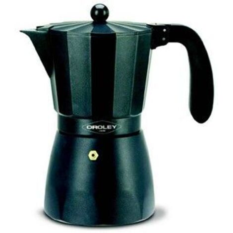 Cafetera italiana 12 tazas de aluminio negro – Apta para todo tipo de cocinas – Diseño elegante y funcional – Oroley (1/4)