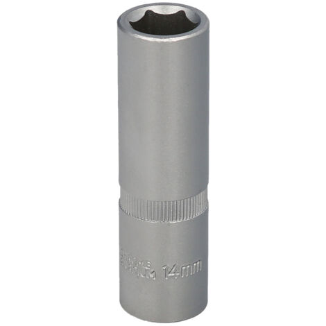 llave vaso 1/2 hexagonal larga 14 mm. perfil de 6 caras. acero cromo vanadio, aristas redondas (1/5)