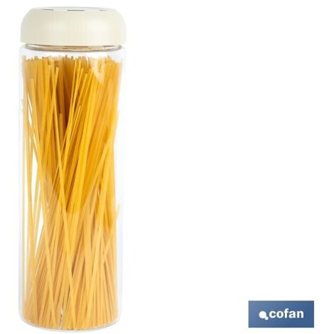 Bote de vidrio borosilicato tapa beige Gama Laurel 1700 ml (1/4)