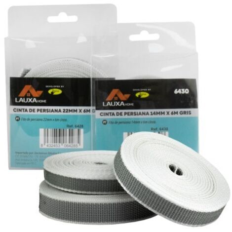 Cinta persiana en blister - 22mm - 6m gris, LAUXA HOME. (1/4)