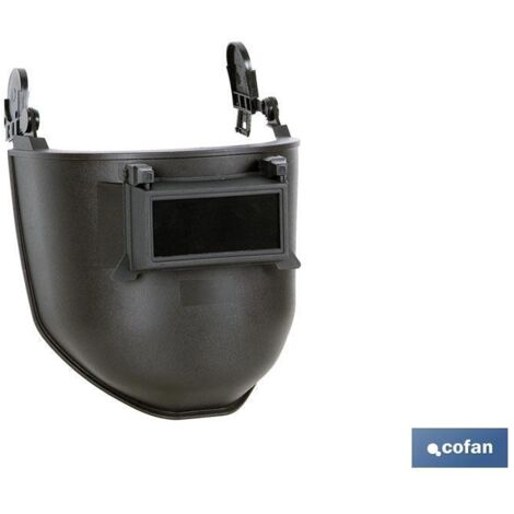 Máscara de soldar EN166/EN175 adaptable a casco de obra fabricada en polipropileno color negro