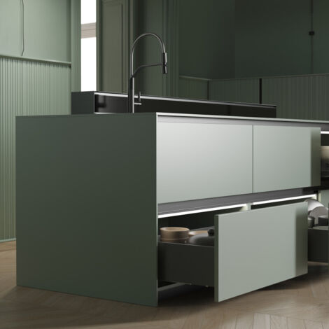 Emuca Cajón exterior Vertex con regulación 3D de altura 178mm, 40kg, profundidad 450mm, Acero, Gris antracita