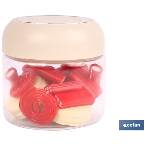 Bote de vidrio borosilicato tapa beige Gama Laurel 400 ml (1/4)