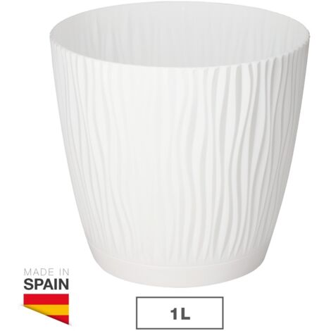 Maceta Oasis con plato integrado Ø130mm Blanco (1/4)