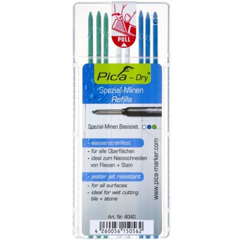 PICA 4040/SB ESTUCHE 8 MINAS DRY EN BLÍSTER VERDE, BLANCO, AZUL