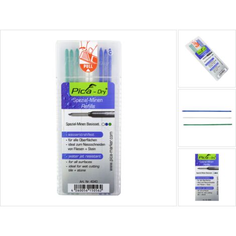 PICA 4040 ESTUCHE 8 MINAS DRY VERDE, BLANCO, AZUL