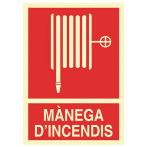 Señal luminiscente 297x210mm para manguera de incendios, alta visibilidad.
