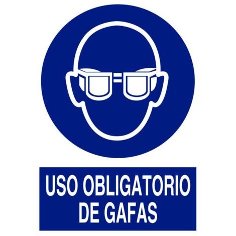 Cartel de obligación que indica Uso obligatorio de gafas COFAN Pegatina Adhesiva 210X148