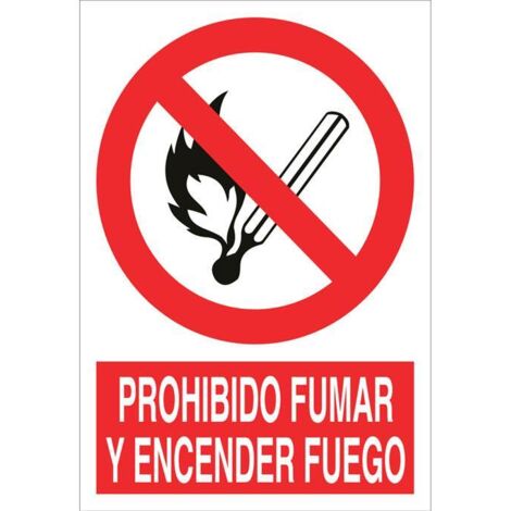 señal poliestireno 297x210mm. prohibido fumar y encender fuego