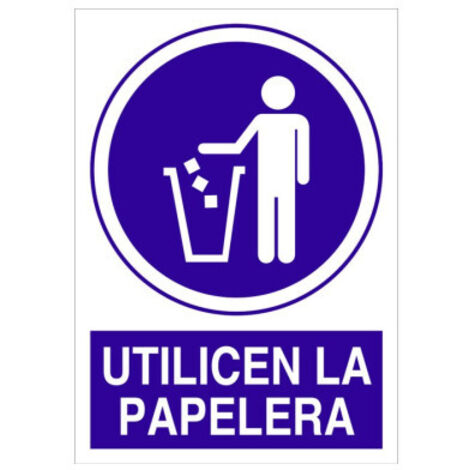 COFAN señal poliestireno 420x297mm. utilicen la papelera , Señal de obligación Utilicen la papelera. El diseño de la señal puede variar, pero en ningún caso se variará el signific