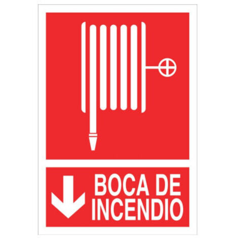 COFAN señal luminiscente 420x297mm. mangueras de compresor , Señal luminiscente de socorro boca de incendio dirección abajo. El diseño de la señal puede variar, pero en ningún caso