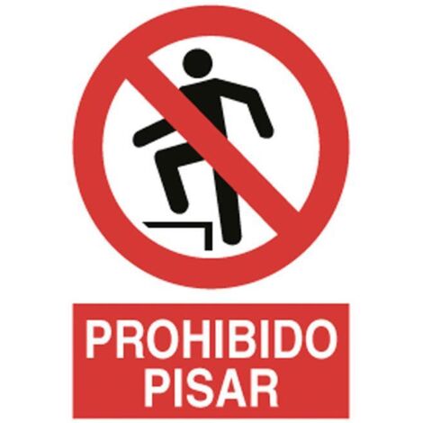 Señal poliestireno 420x297mm con pictograma y texto prohibido pisar.
