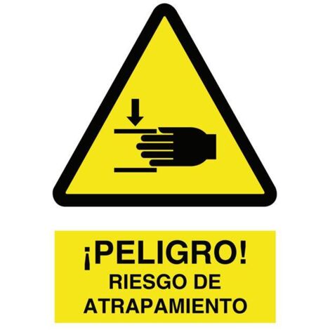 Señal de advertencia poliestireno 297x210 mm, riesgo de atrapamiento.