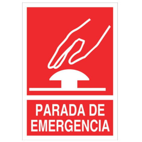 Señal de Parada de emergencia de texto y pictograma COFAN Luminiscente 420x297 mm