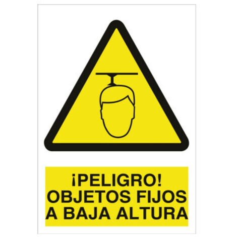 señal poliestireno 420x297mm. ¡peligro objetos fijos a baja altura (1/2)