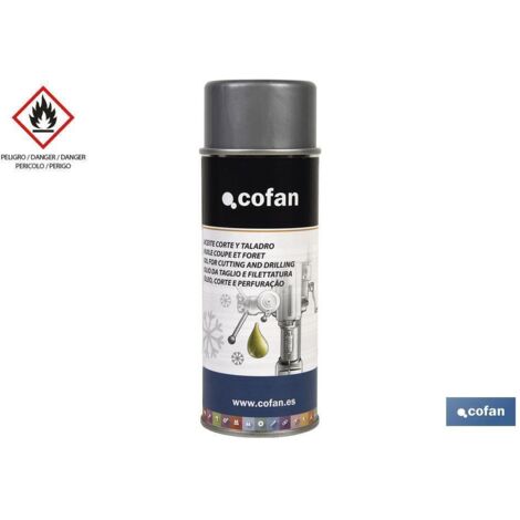 COFAN aceite corte y taladro en spray 400ml , Aceite en spray de alta calidad. Se utiliza para evitar el sobrecalentamiento del material durante los trabajos de corte y taladro. Pa