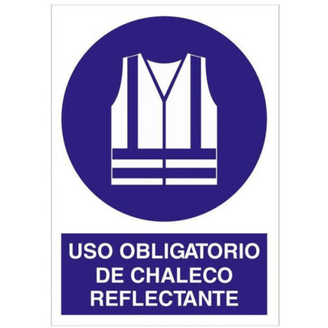 Señal de obligación de pictograma y texto Uso de chaleco reflectante COFAN                                                   Poliestireno       297x210 mm