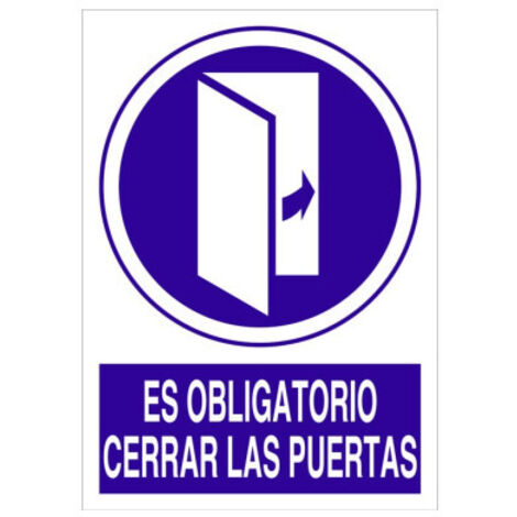 señal poliestireno  210x148mm. es obligatorio cerrar las puertas