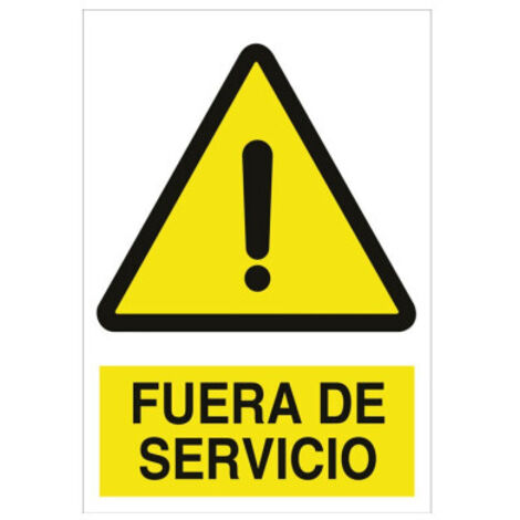 COFAN señal adhesiva 148x105mm. fuera de servicio , Señal de advertencia con imagen  Fuera de servicio. El diseño de la señal puede variar, pero en ningún caso se variará el signif (1/2)