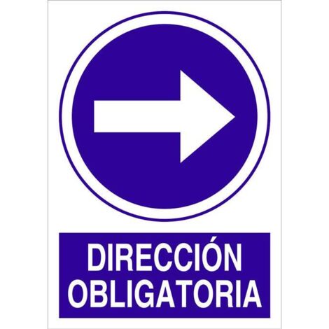 COFAN señal poliestireno 297x210mm. dirección obligatoria , Señal de obligación dirección obligatoria. El diseño de la señal puede variar, pero en ningún caso se variará el signif