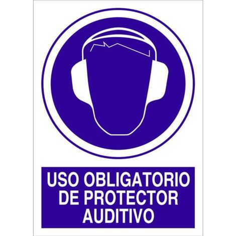 Señal adhesiva 148x105mm uso obligatorio de protector auditivo