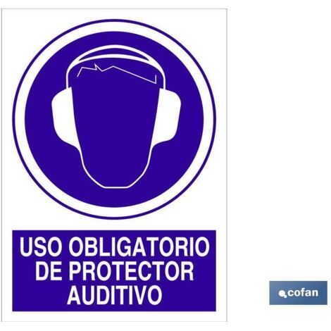 Señal poliestireno 420x297mm uso obligatorio de protector auditivo
