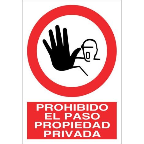 Señal de pictograma y texto Prohibido el paso Propiedad privada COFAN                                                   POLIESTIRENO       210X148