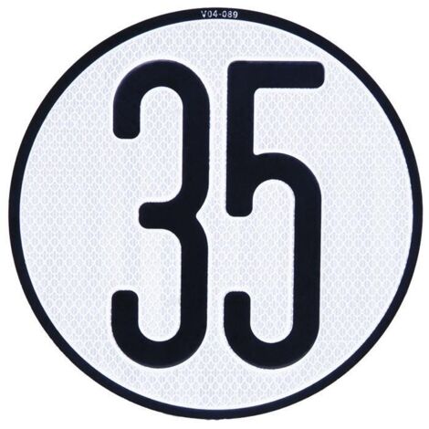 COFAN placa de velocidad homologada 35 , Placa V-4 de Velocidad máxima permitida 35 km/h.para vehículos especiales. 200mmø