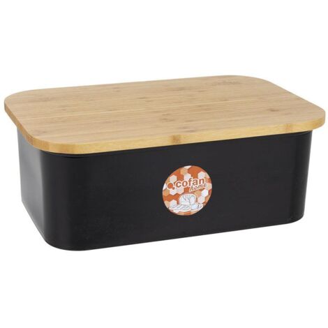 Panera con tapa de bambú 36 x 24 x 13 cm, capacidad de 6,5 litros, diseño elegante. (1/5)