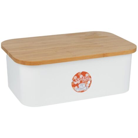 Panera con tapa de bambú 36 x 24 x 13 cm, capacidad de 6,5 litros, diseño elegante. (1/5)