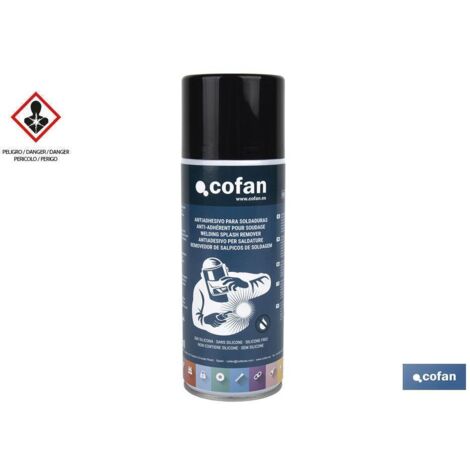 COFAN antiadhesivo para soldaduras 400 ml , Antiadhesivo para soldaduras de 400 ml. Spray antiadhesivo para soldaduras apropiado para evitar que las chispas manchen el material a s