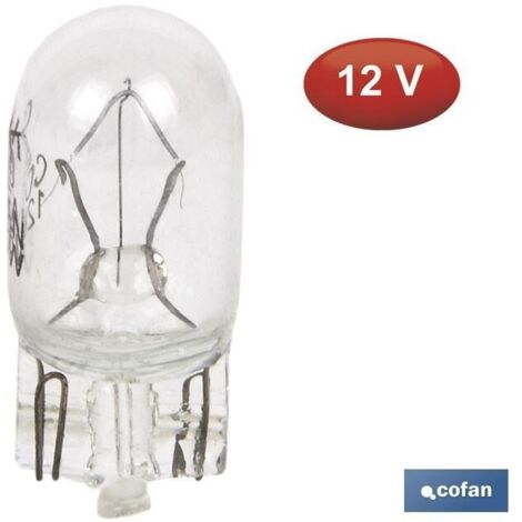 Lámpara W5W 12V para coche y moto, cristal transparente, homologada ECE