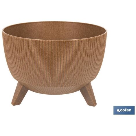 Maceta decorativa marrón WPC con patas, Ø 395 mm, 21 L, resistente a UV y clima. (1/5)