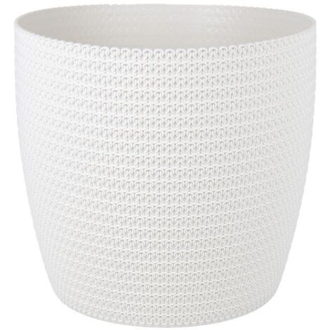 Maceta trenzada beige de polipropileno Ø 30,6 cm, 15,6 l, resistente a UV (1/5)