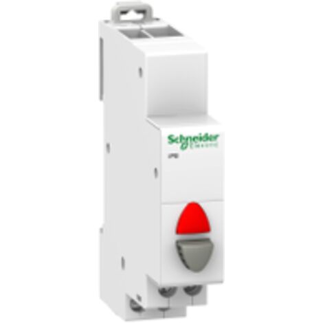Acti9, iPB bouton-poussoir lumineux 1 NF gris + voyant rouge 110...230VCA - A9E18037