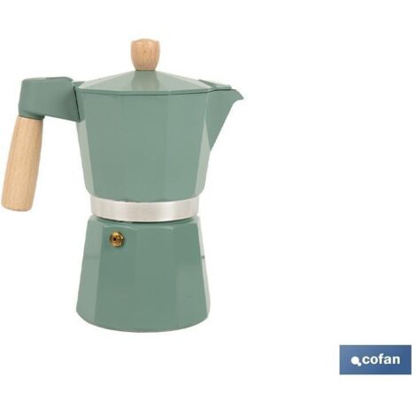 cafetera italiana de inducción verde 6 tazas, aluminio, 17 x 10,5 x 19,5 cm, 580 g (1/5)