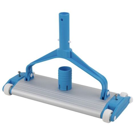 Limpiafondos de aluminio para piscinas 360 x 150 mm con cepillo integrado y 4 ruedas