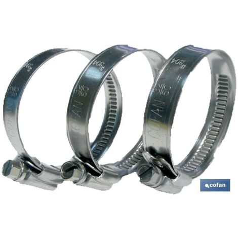 Abrazadera inox A-2 9mm rango de ajuste 25-40 mm con enganche de rosca y tornillo INOX (1/2)