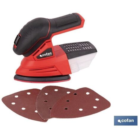 Lijadora mouse a batería 20 V 11000 RPM, base de velcro 10 x 14 cm, 0,86 kg