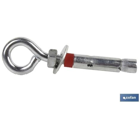 Anclaje metálico con argolla 12/16x80 mm, acero cincado para cargas pesadas (1/2)